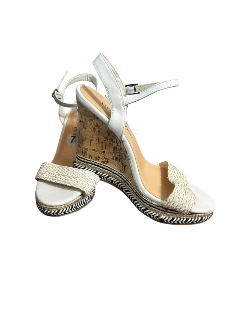 Bella-Vita Women’s White & Tan Wedges